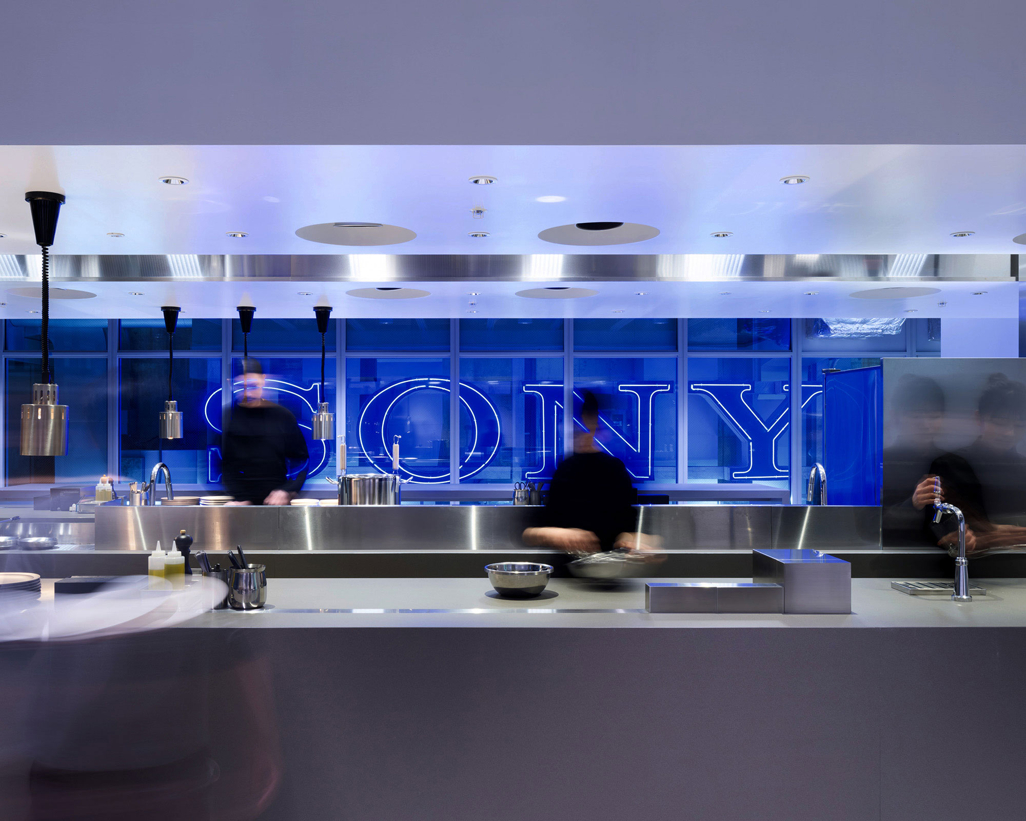 Food being prepared in the dining kitchen.