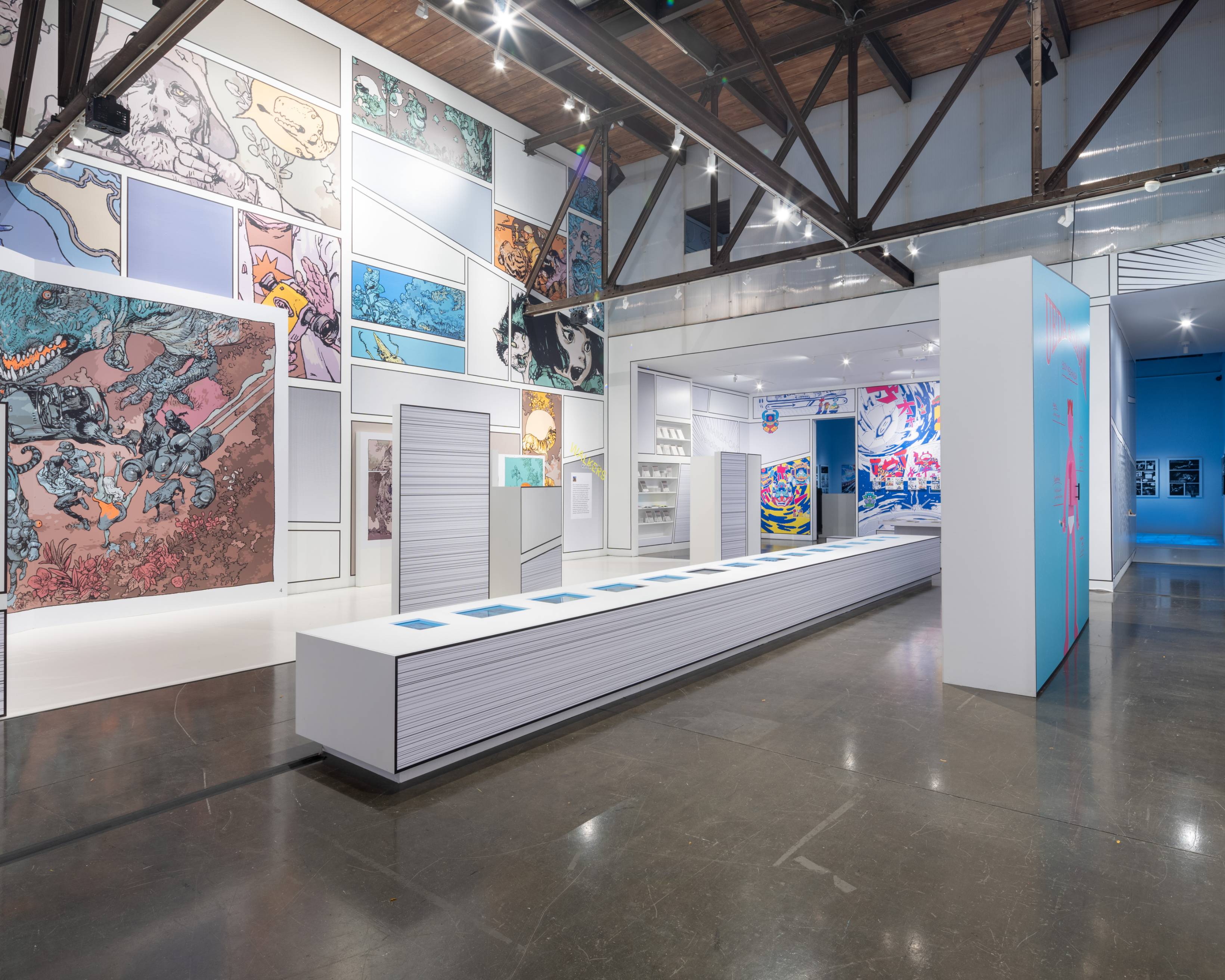 Interior. Works by Katsuya Terada, Miku Masuda, Kazuki Takakura, Hikaru Ichijo, and millennium parade are displayed in their respective zones.