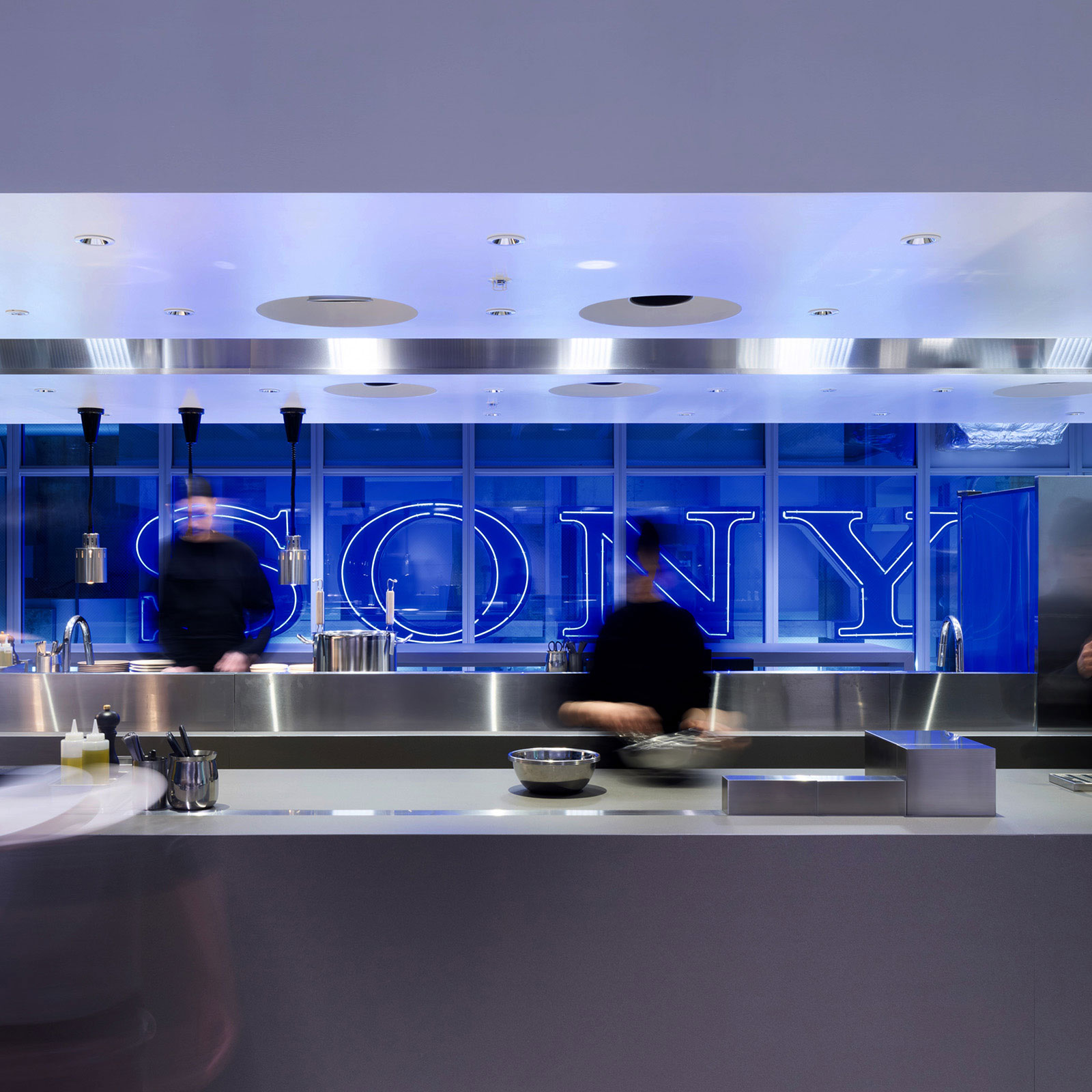 Food being prepared in the dining kitchen.